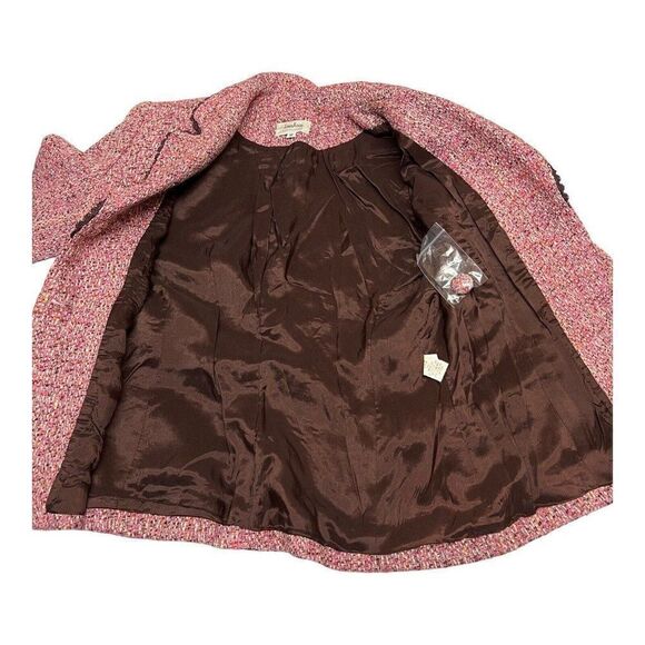 Neiman Marcus Blazer 10 VTG Wool Blend Tweed Jacket Coat Lace Trim Feminine Work - Picture 3 of 16